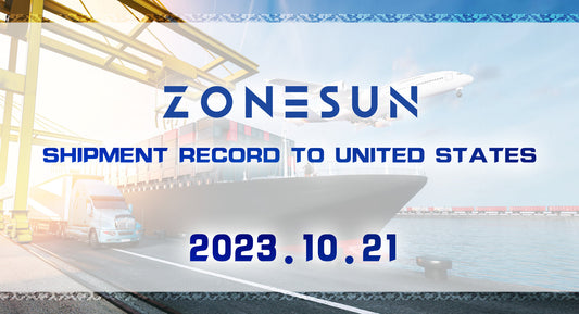 Zonesun shipment record to United States with cargo ship, shipping containers, truck, and airplane