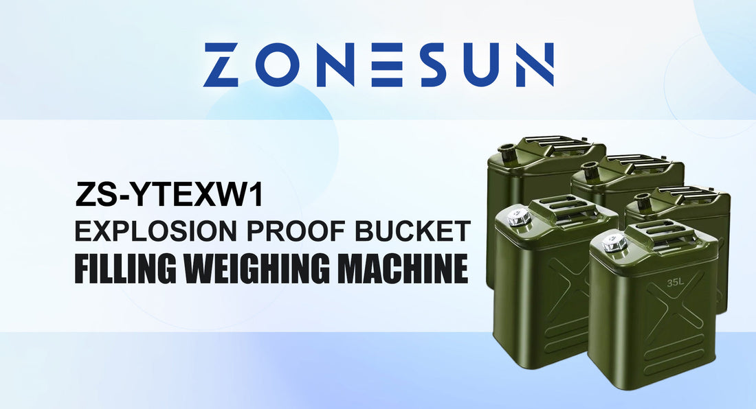 Zonesun ZS-YTEXW1 explosion proof bucket filling weighing machine with green 35L fuel cans