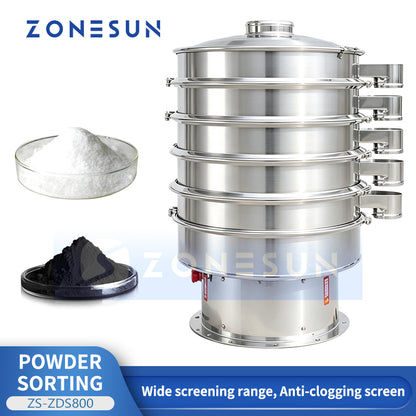 ZONESUN ZS-ZDS800 Vibratory Powder Screening Machine, 800mm Multi-Layer Sieve Separator