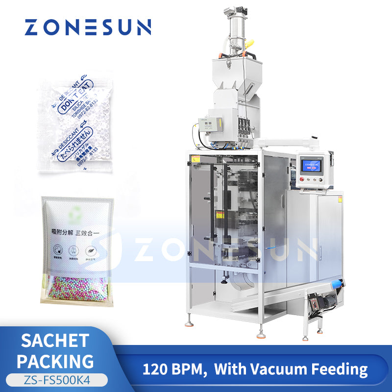 ZONESUN ZS-FS500K4 4-Lane Automatic VFFS Sachet Packing Machine | 120 Bags/min Granule Filling Sealing