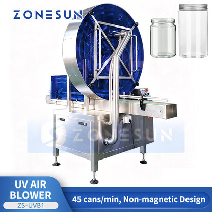 ZONESUN ZS-UVB1 Automatic Rotary Bottle Jar Air Rinsing and UV Sterilization Machine