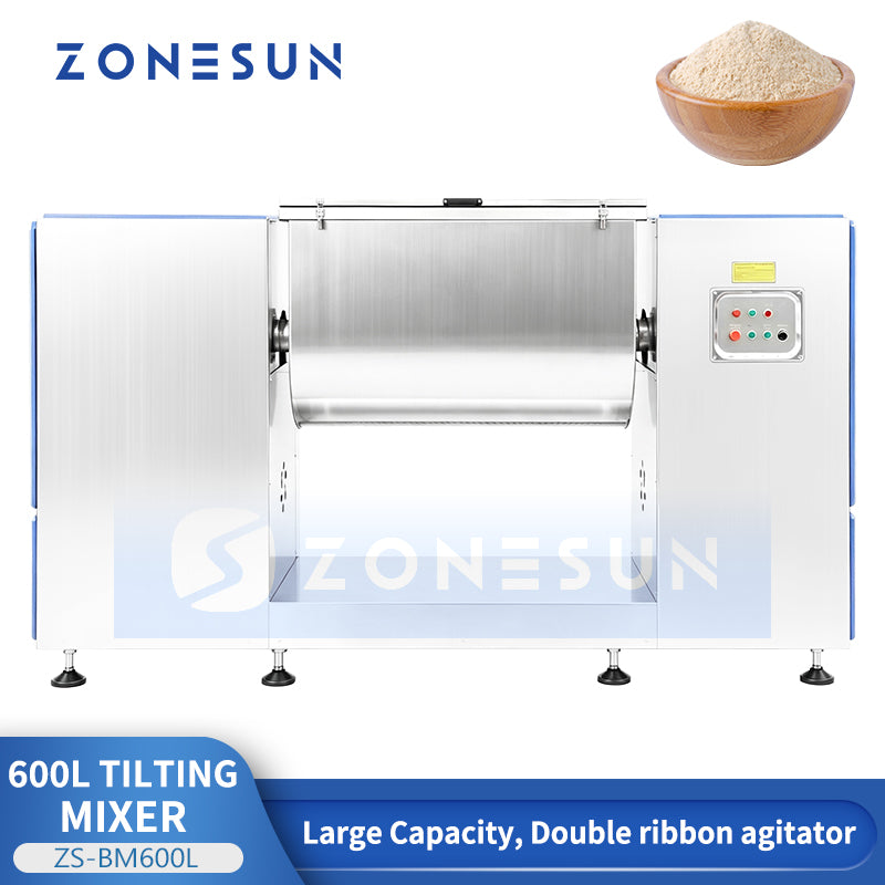 ZONESUN ZS-BM600L 600L Industrial Powder Ribbon Blender with Tilting Discharge System