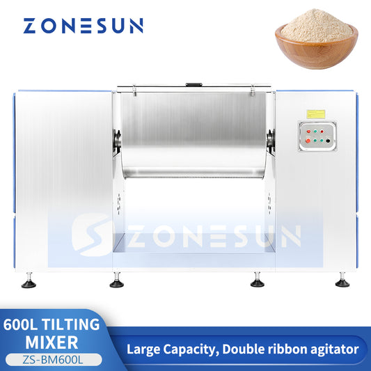 ZONESUN ZS-BM600L 600L Industrial Powder Ribbon Blender with Tilting Discharge System