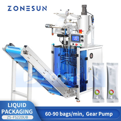 ZONESUN ZS-FS220UB Automatic Liquid Packaging Machine Servo Gear Pump High Speed VFFS Packing System