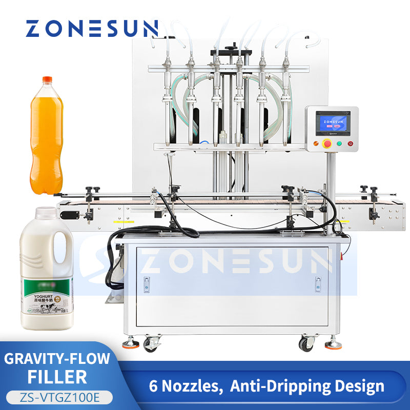 ZONESUN ZS-VTGZ100E Industrial Gravity Filling Machine 50-5000ml Automatic Bottle Liquid Filler