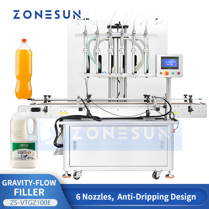 ZONESUN ZS-VTGZ100E Industrial Gravity Filling Machine 50-5000ml Automatic Bottle Liquid Filler