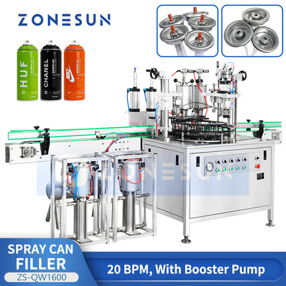 ZONESUN Aerosol Filling Sealing Machine Spray Can Sealer ZS-QW1600