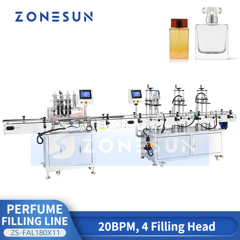 ZONESUN ZS-FAL180X11 Perfume Fragrance Bottle Filling Crimping Production Line