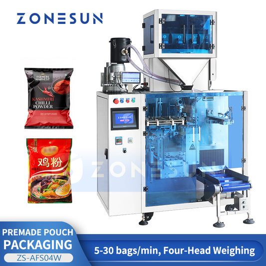 ZONESUN ZS-AFS04W 4-Head Linear Weigher Premade Pouch Filling & Sealing Machine