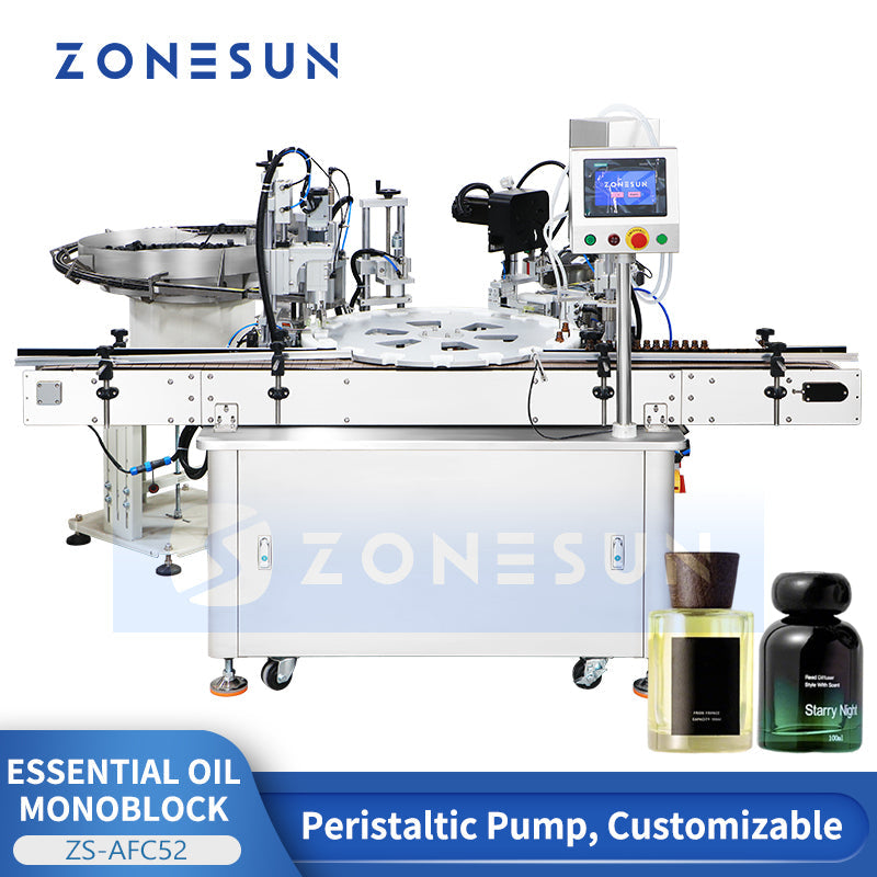 ZONESUN ZS-AFC52 Automatic Essential Oil Filling & Capping Monoblock Machine  ZONESUNPRO