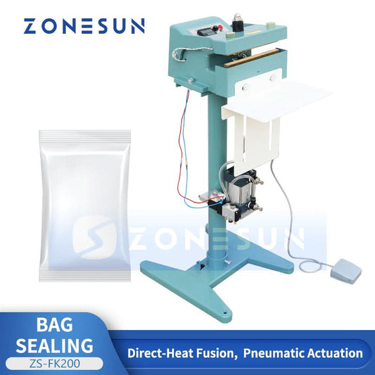 ZONESUN ZS-FK200 Pneumatic Heat Sealing Machine for Mylar Bags and Aluminum Foil Pouches