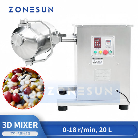 ZONESUN ZS-SBH10 3D Dry Powder Mixer Particle Blender