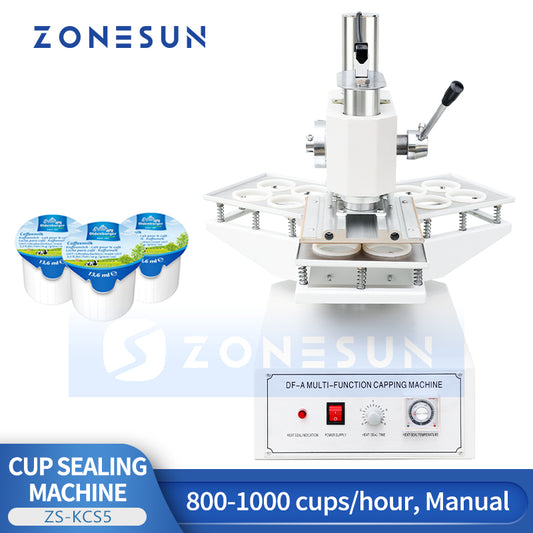 ZONESUN ZS-KCS5 Semi-Automatic Cup Sealing Machine for Plastic Cups Manual Heat Sealer for Milk Tea, Coffee & Yogurt Packaging