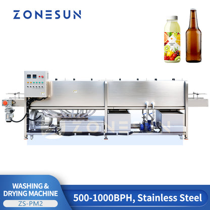 ZONESUN ZS-PM2 Tunnel Pasteurizer for Food & Beverage with Washing Dryer Function