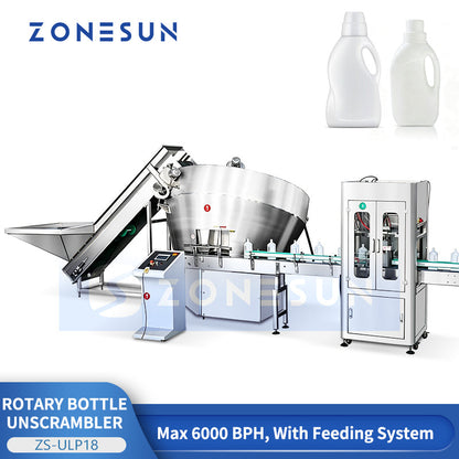 ZONESUN Automatic Bottle Unscrambler Machine Rotary Bottle Sorting System for PET PE HDPE Bottles