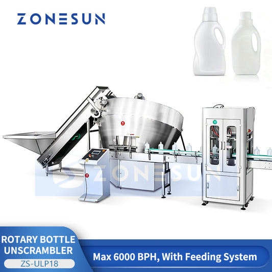 ZONESUN Automatic Bottle Unscrambler Machine Rotary Bottle Sorting System for PET PE HDPE Bottles