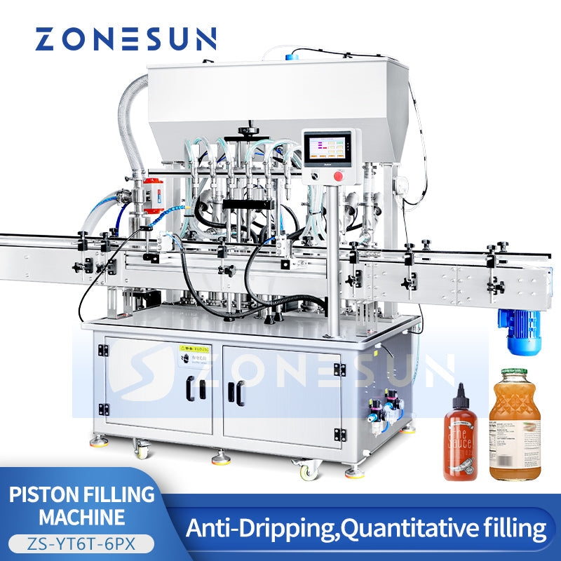 ZONESUN ZS-YT6T-6PX 6 Nozzles Servo Motor Paste Filling Machine With Feeding Pump  ZONESUNPRO