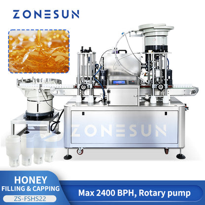 ZONESUN ZS-FSHS22 Automatic Viscous Honey Liquid Filling and Press Capping Machine