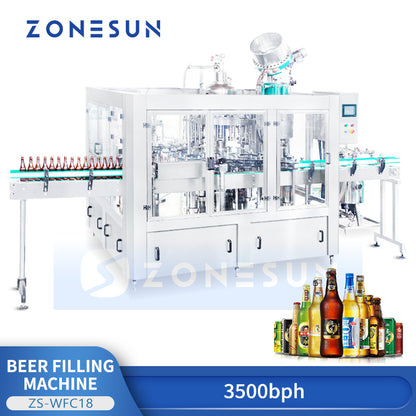 ZONESUN ZS-WFC18 High Speed Beer Bottle Filling Capping Machine Monoblock