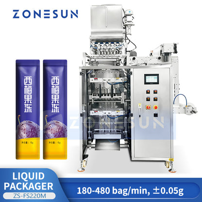 ZONESUN ZS-FS220M Multi-Lane VFFS Liquid Sachet Packaging Machine | Filling & Sealing