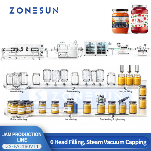 ZONESUN ZS-FAL180V11 Automatic Kaya Jam Filling Capping & Labeling Packaging Line