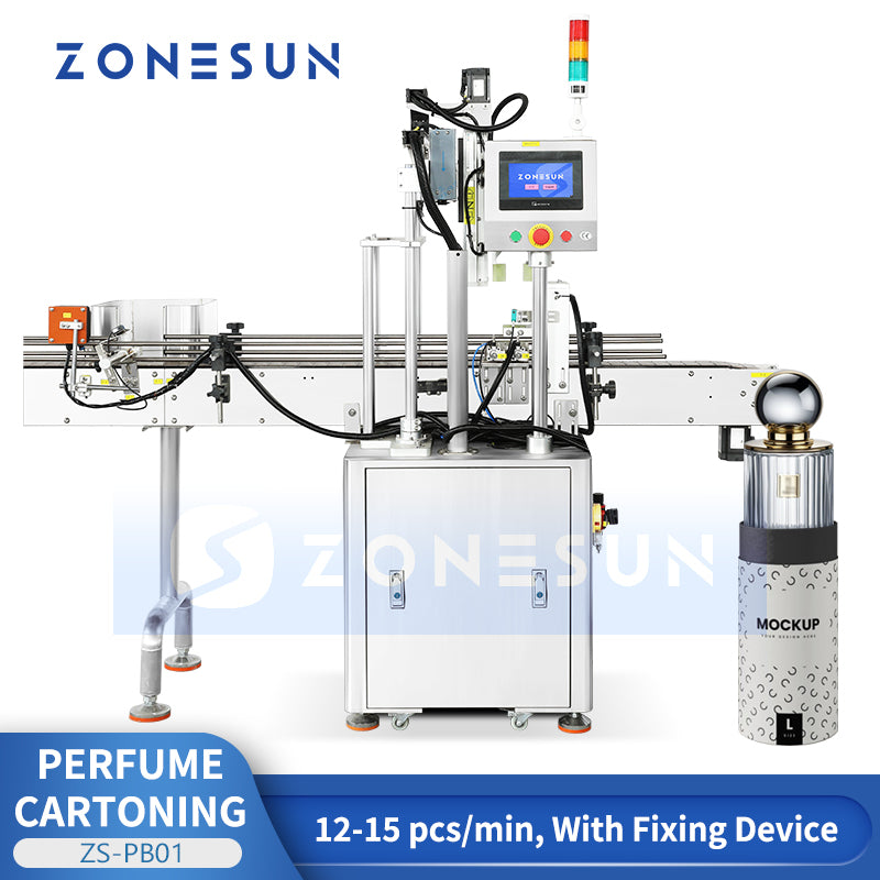 ZONESUN ZS-PB01 Perfume Bottle Cartoning Machine with Detection & Reject System