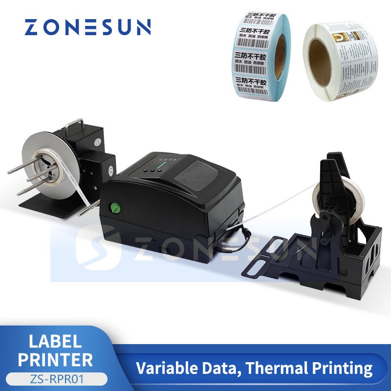 ZONESUN ZS-RPR01 Thermal Transfer Barcode Label Printer with Automatic Rewinder