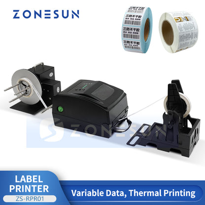 ZONESUN ZS-RPR01 Thermal Transfer Barcode Label Printer with Automatic Rewinder
