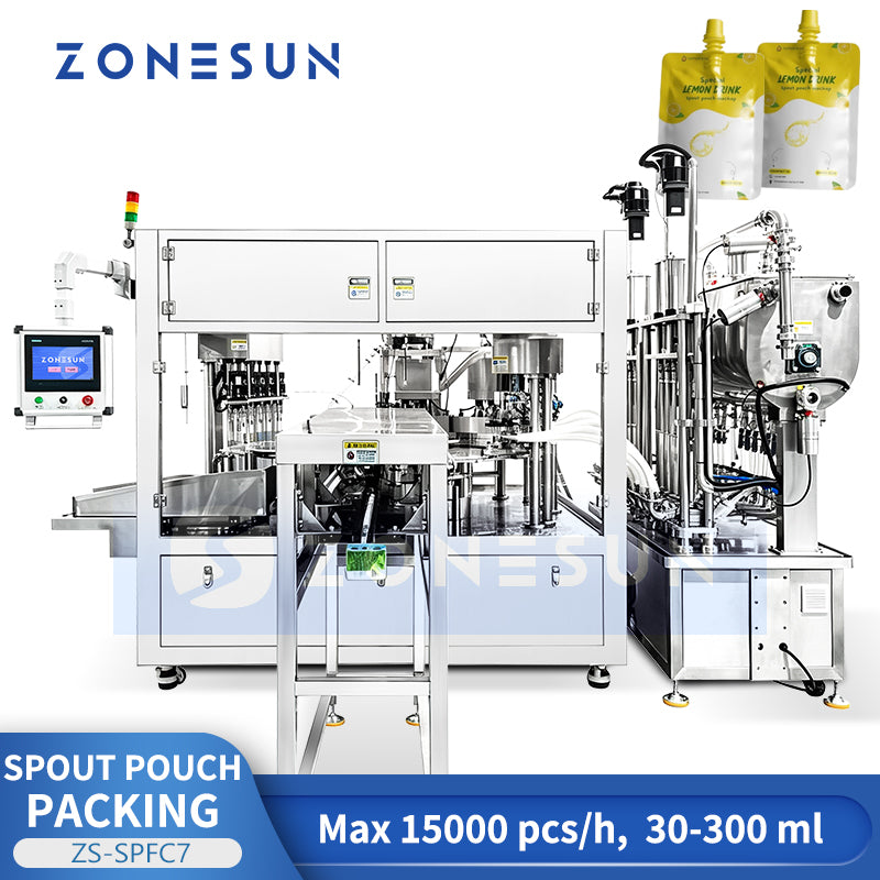 ZONESUN ZS-SPFC7 12-Head Rotary Spout Pouch Filling and Capping Machine
