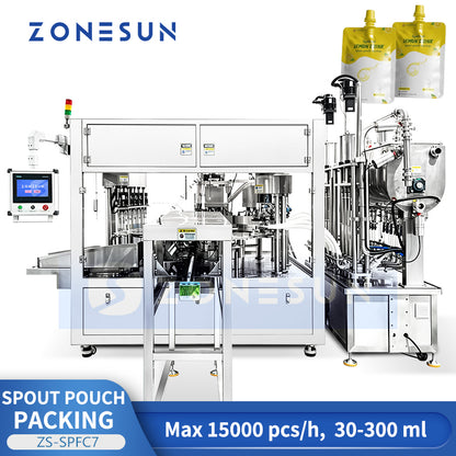 ZONESUN ZS-SPFC7 12-Head Rotary Spout Pouch Filling and Capping Machine