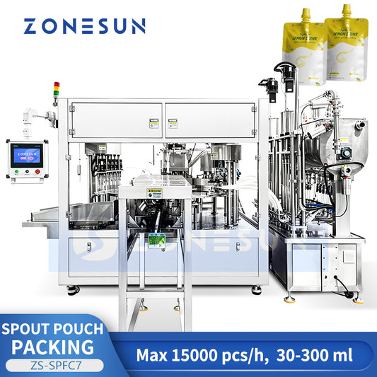 ZONESUN ZS-SPFC7 12-Head Rotary Spout Pouch Filling and Capping Machine