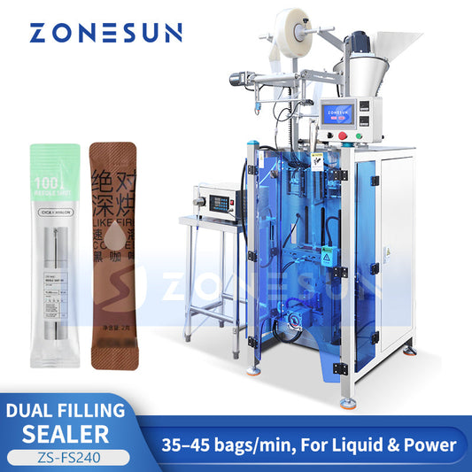 ZONESUN ZS-FS240 Servo VFFS Machine for Powder and Liquid Filling Sealing Packaging