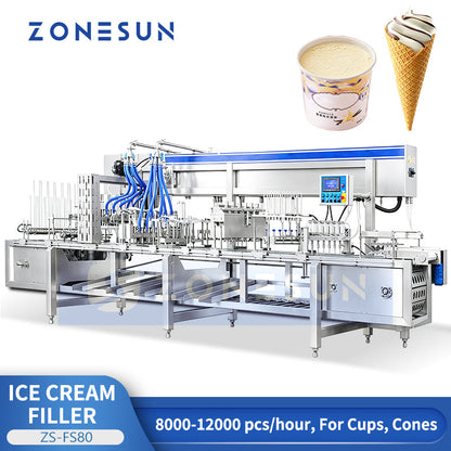 ZONESUN ZS-FS80 8-Lane Automatic Ice Cream Cup Filling and Sealing Machine