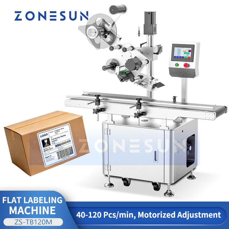 ZONESUN ZS-TB120M Automatic Flat Surface Labeling Machine for Boxes & Pouches Top Labeling Equipment