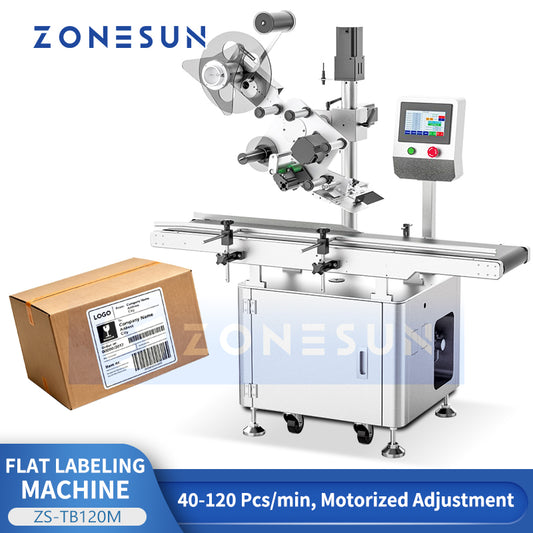 ZONESUN ZS-TB120M Automatic Flat Surface Labeling Machine for Boxes & Pouches Top Labeling Equipment