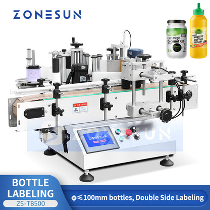 ZONESUN ZS-TB500 Double Side Round Bottle Positioning and Labeling Machine With Date Coder