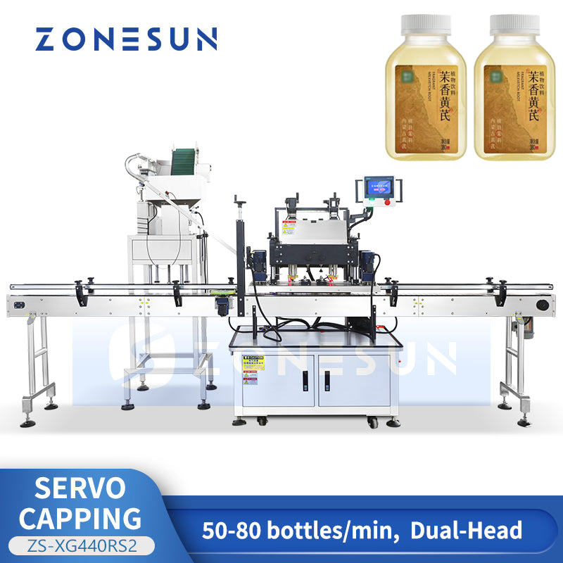 ZONESUN ZS-XG440RS2 Automatic Servo Capping Machine With Cap Feeding Placement System