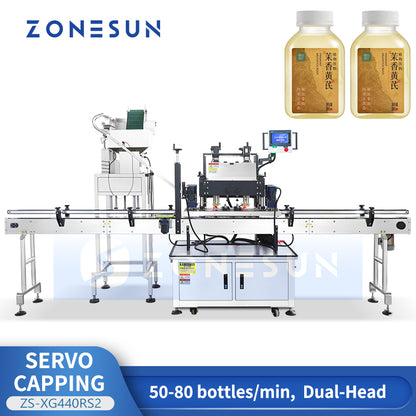 ZONESUN ZS-XG440RS2 Automatic Servo Capping Machine With Cap Feeding Placement System
