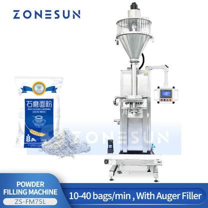 ZONESUN ZS-FM75L Semi-Automatic Auger Powder Filer Auti-dust Lifting Filling Machine