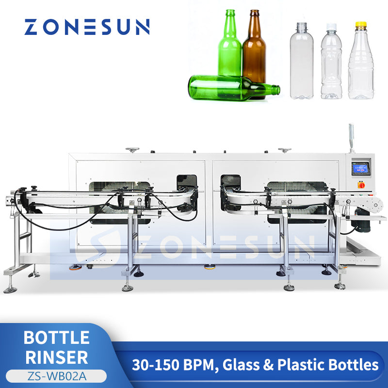 ZONESUN ZS-WB02A Automatic Bottle Water & Air Rinsing Machine for Glass & Plastic Bottles  ZONESUNPRO