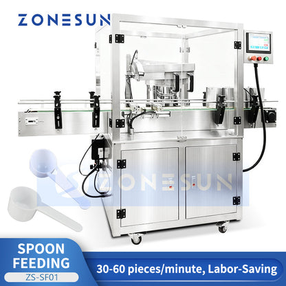 ZONESUN ZS-SF01 Automatic Measuring Spoon Feeding Inserting Machine for Milk Powder Cans