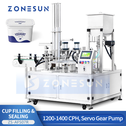 ZONESUN ZS-AFS07R Automatic Rotary Yogurt Cup Filling and Sealing Machine