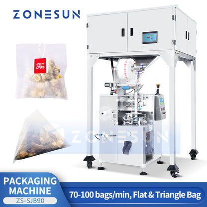 ZONESUN ZS-SJB90 VFFS Pyramid Tea Bag Pouch Making Machine  ZONESUNPRO