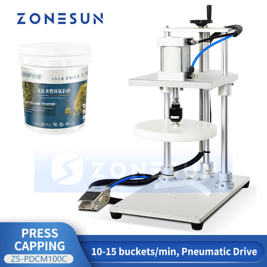 ZONESUN ZS-PDCM100C Pneumatic Paint Can and Large Container Press Capping Machine