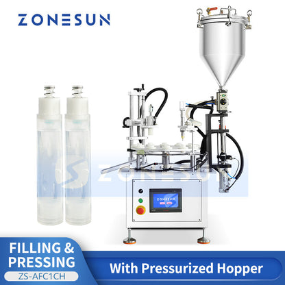 ZONESUN ZS-AFC1CH Automatic Paste Filling and Cap Pressing Monoblock Machine with Pressure-Boost Hopper