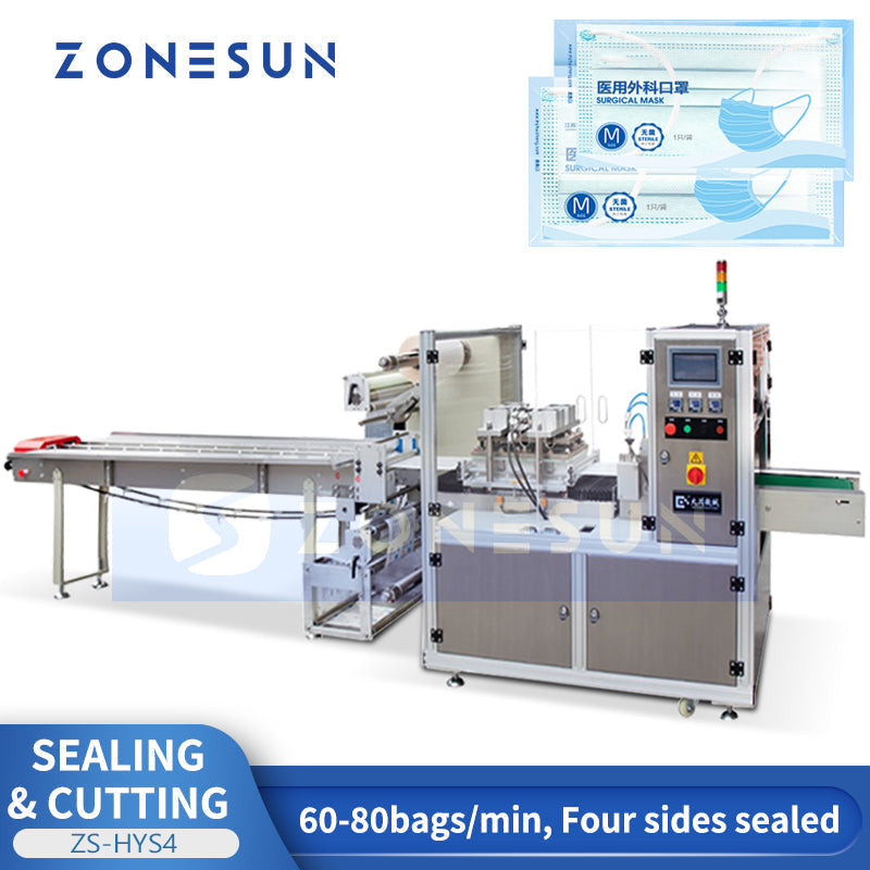 ZONESUN ZS-HYS4 Horizontal Flow Four-Side Sealing Packing Machine Dual-Channel for Sachet Products  ZONESUNPRO