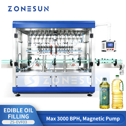 ZONESUN ZS-EVF03 Automatic Edible Oil Filler with Anti-Drip Nozzles and Bottle Positioning