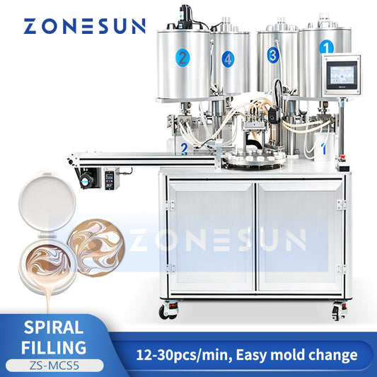 ZONESUN ZS-MCS5 Automatic 4-Color Spiral Pattern Cosmetic Cream Filling Machine