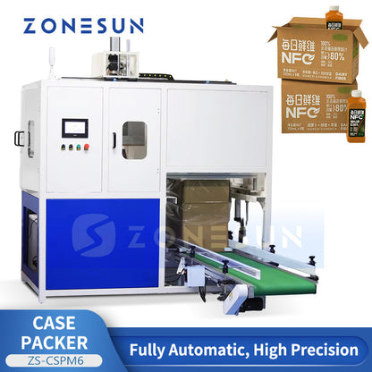 ZONESUN ZS-CSPM6 Automatic Bottle Case Packing Machine High-Speed Servo Top Load Case Packer  ZONESUNPRO