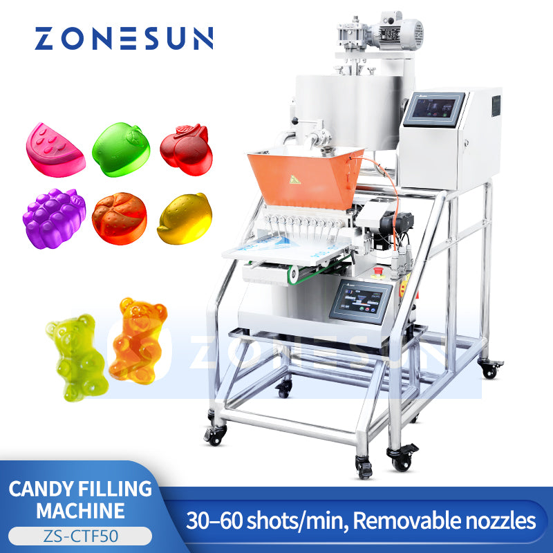 ZONESUN ZS-CTF50 Gummy Depositor Candy Heat Filling Machine 25L Cooker Filler